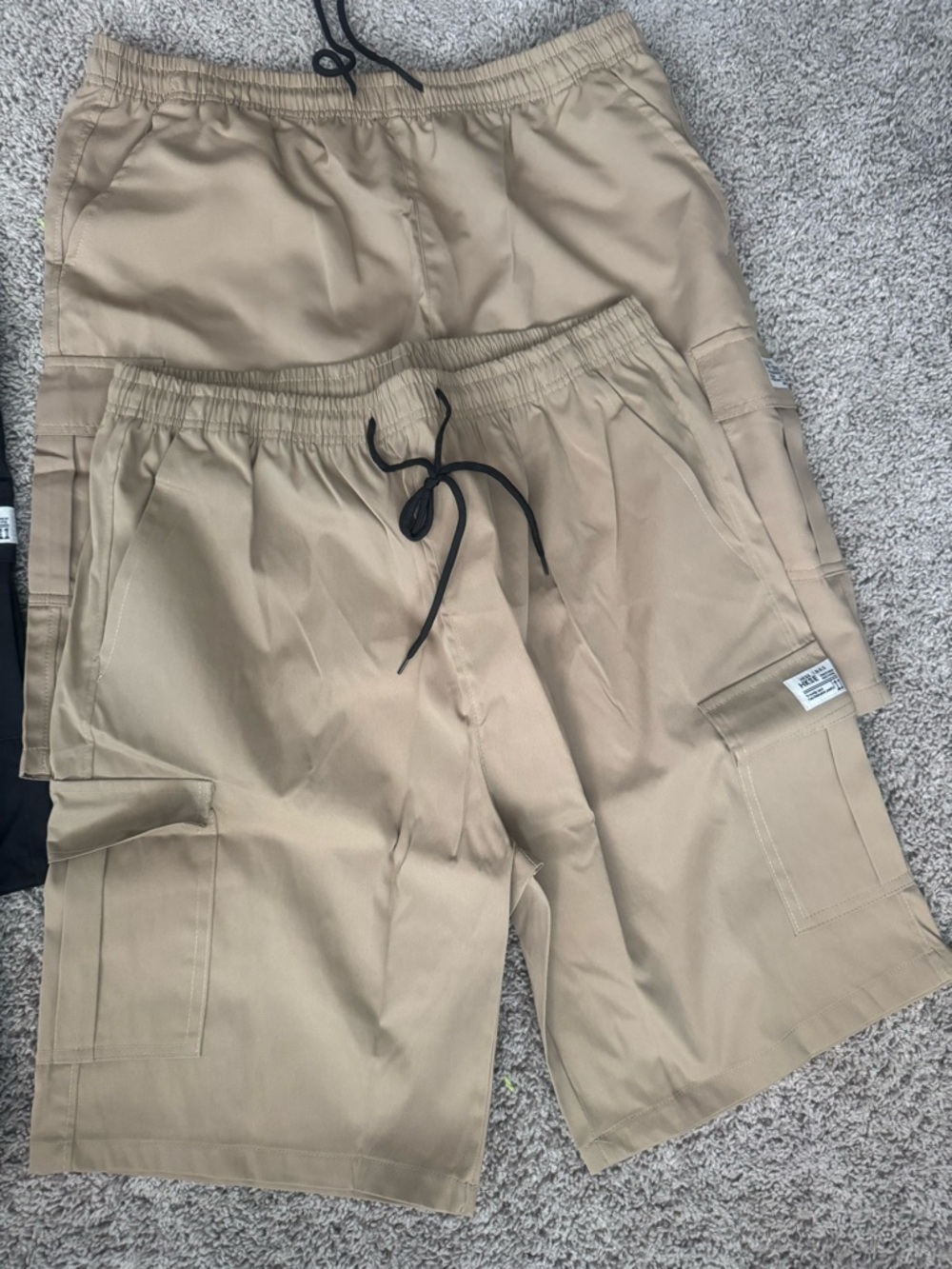 Men's Khaki Cargo Shorts with Drawstring
